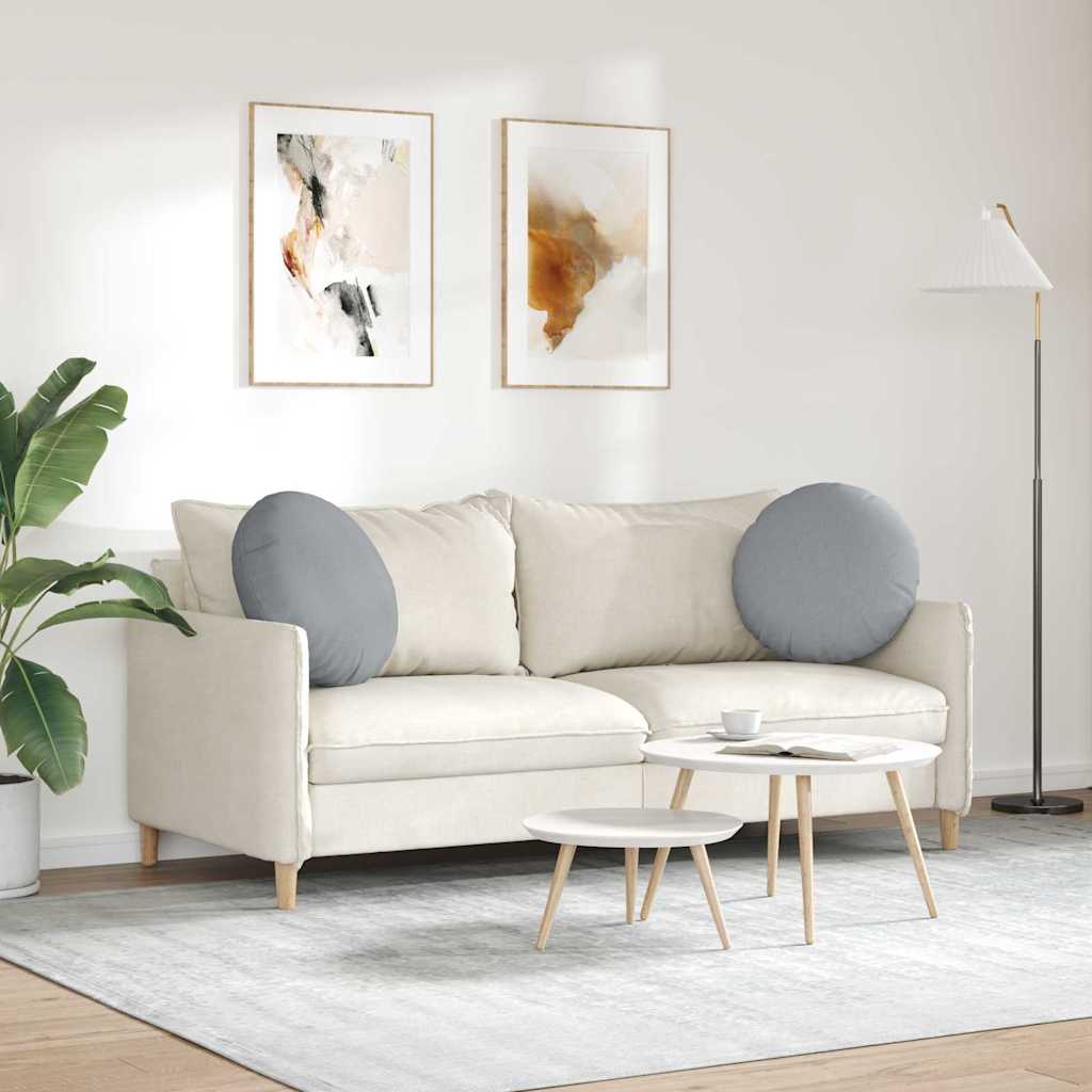 vidaXL Poduszki na siedziska 2 pcs Jasnoszary Ø50 x 19 cm tkanina