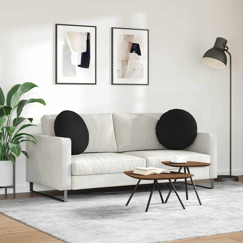 vidaXL Poduszki na siedziska 2 pcs Czarny Ø50 x 19 cm tkanina