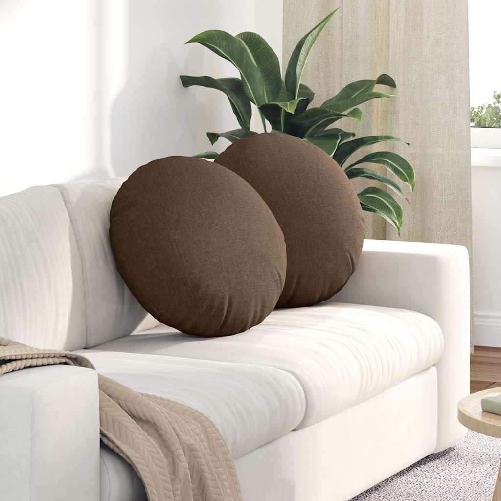 vidaXL Poduszki na siedziska 2 pcs Brązowy Ø50 x 19 cm tkanina