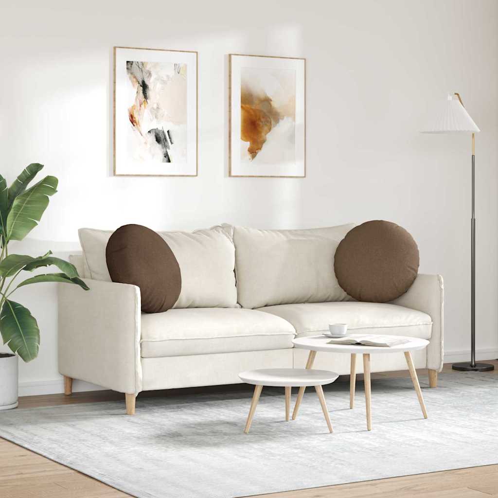 vidaXL Poduszki na siedziska 2 pcs Brązowy Ø50 x 19 cm tkanina