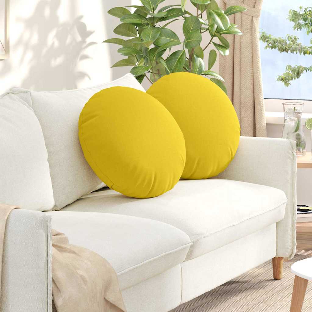 vidaXL Poduszki na siedziska 2 pcs Jasnożółty Ø50 x 19 cm tkanina