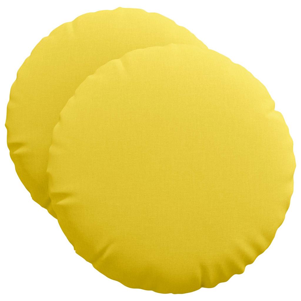 vidaXL Poduszki na siedziska 2 pcs Jasnożółty Ø50 x 19 cm tkanina