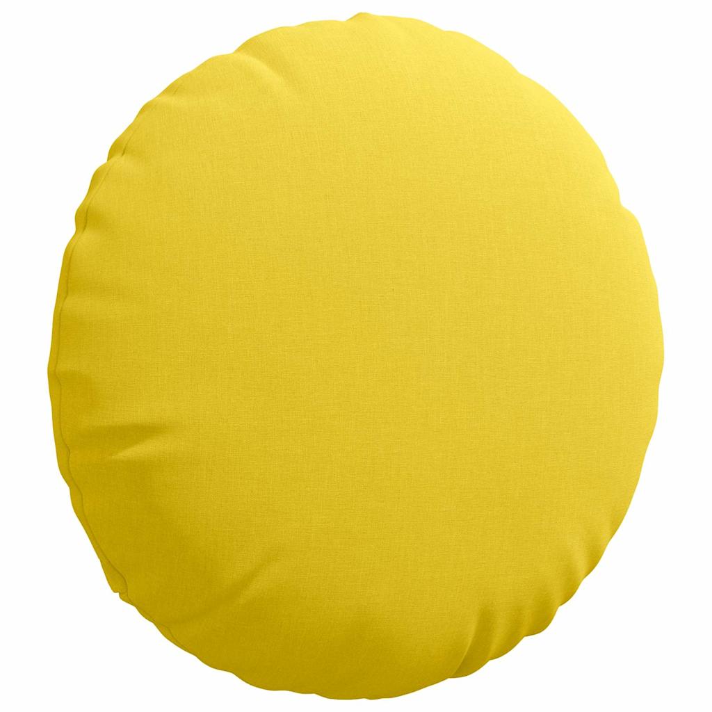 vidaXL Poduszki na siedziska 2 pcs Jasnożółty Ø50 x 19 cm tkanina