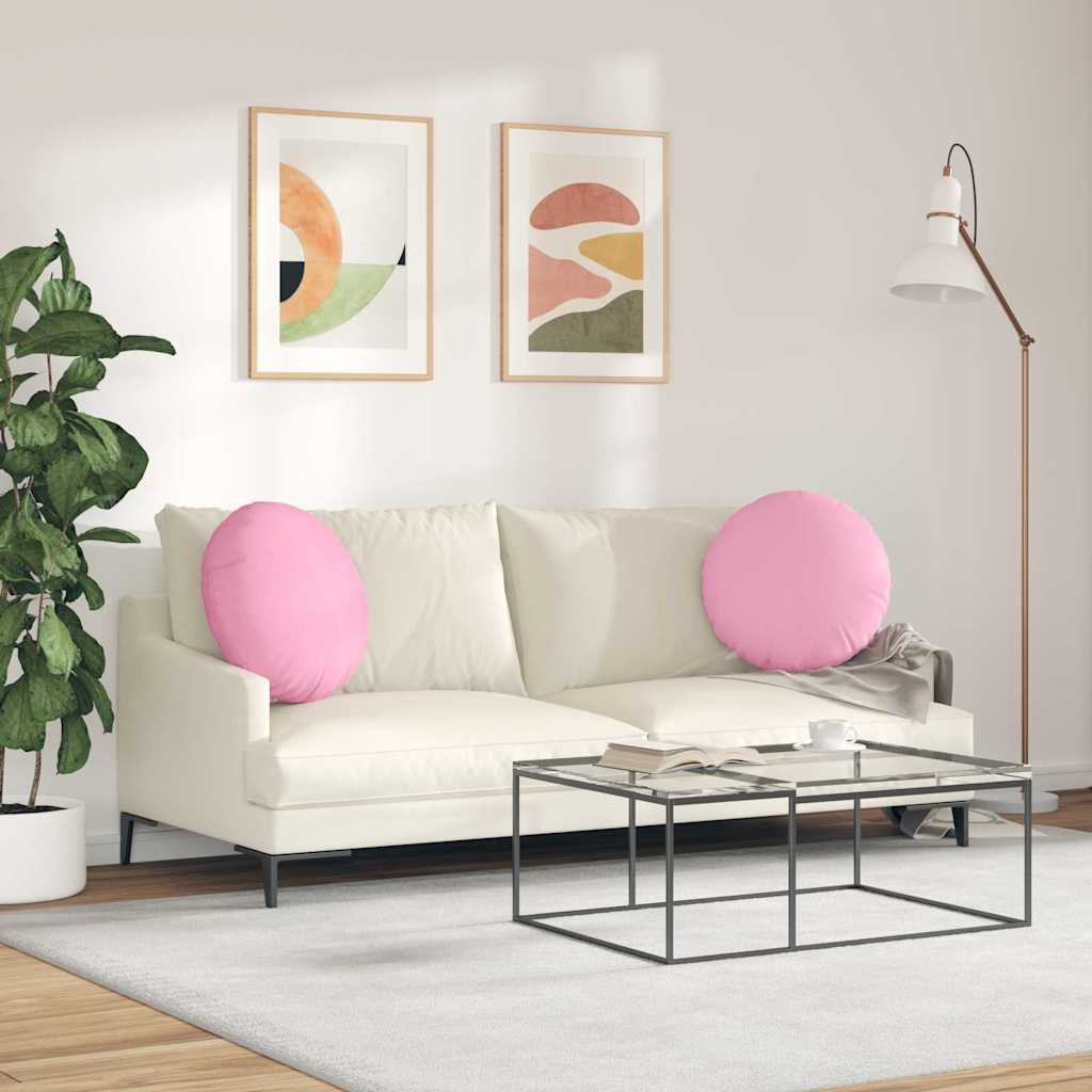 vidaXL Poduszki na siedziska 2 pcs Różowy Ø50 x 19 cm tkanina