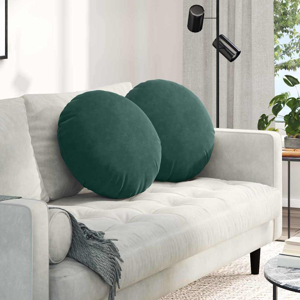 vidaXL Poduszki na siedziska 2 pcs Ciemna zieleń Ø50 x 19 cm Aksamit