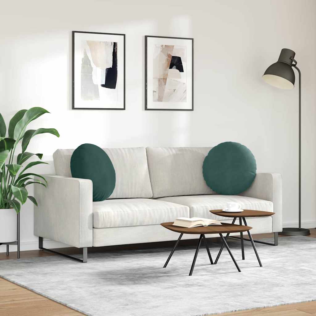 vidaXL Poduszki na siedziska 2 pcs Ciemna zieleń Ø50 x 19 cm Aksamit