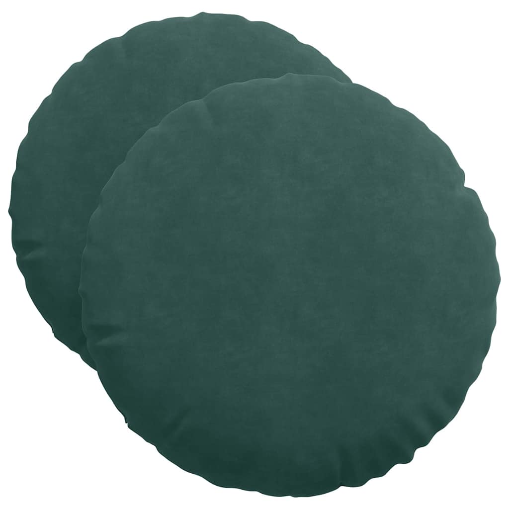 vidaXL Poduszki na siedziska 2 pcs Ciemna zieleń Ø50 x 19 cm Aksamit