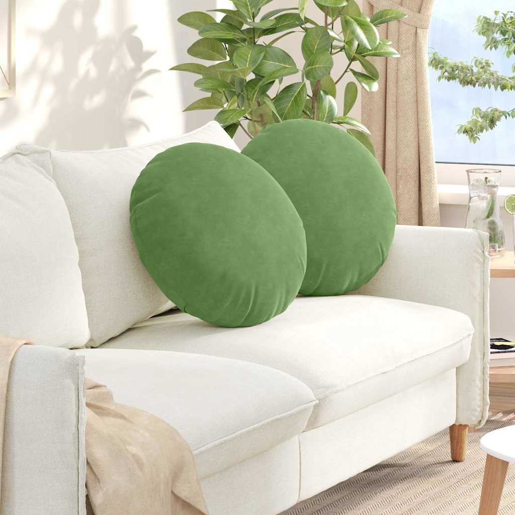 vidaXL Poduszki na siedziska 2 pcs Jasnozielony Ø50 x 19 cm Aksamit