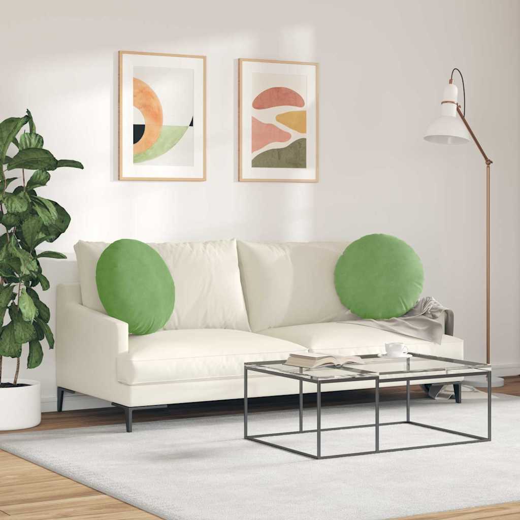 vidaXL Poduszki na siedziska 2 pcs Jasnozielony Ø50 x 19 cm Aksamit