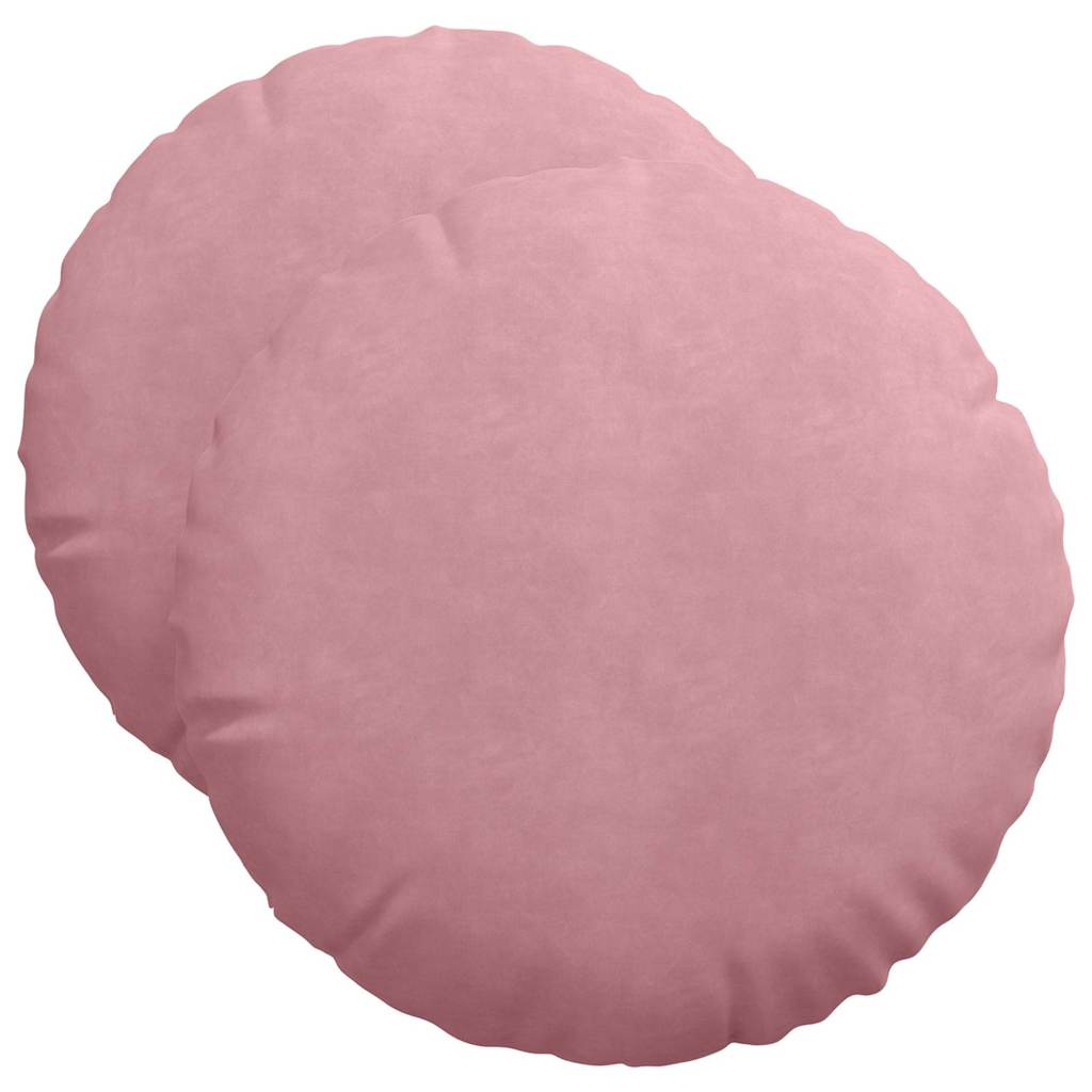 vidaXL Poduszki na siedziska 2 pcs Różowy Ø50 x 19 cm Aksamit