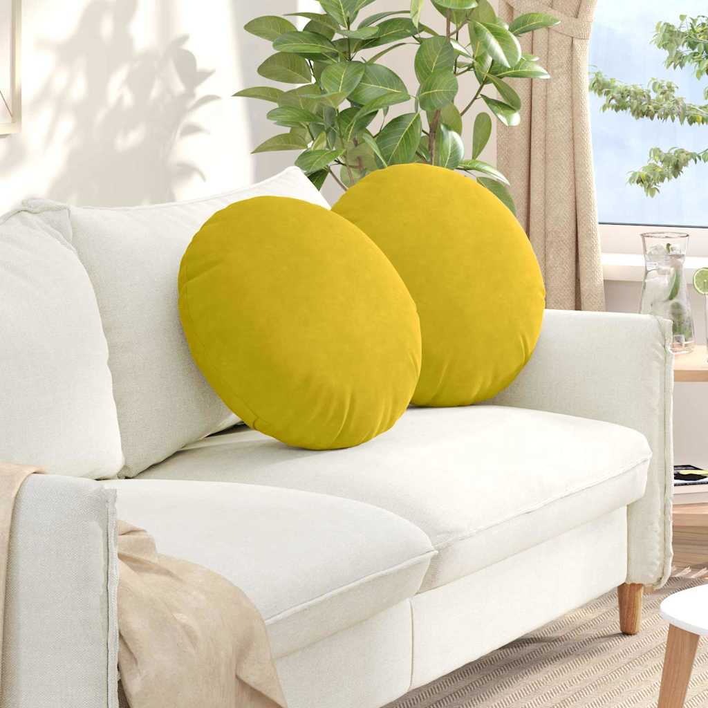 vidaXL Poduszki na siedziska 2 pcs Żółty Ø50 x 19 cm Aksamit