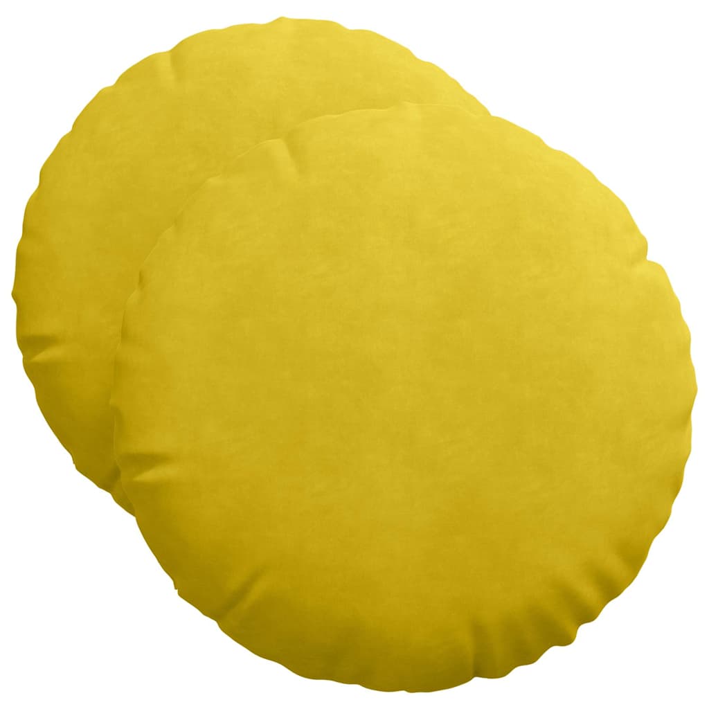 vidaXL Poduszki na siedziska 2 pcs Żółty Ø50 x 19 cm Aksamit