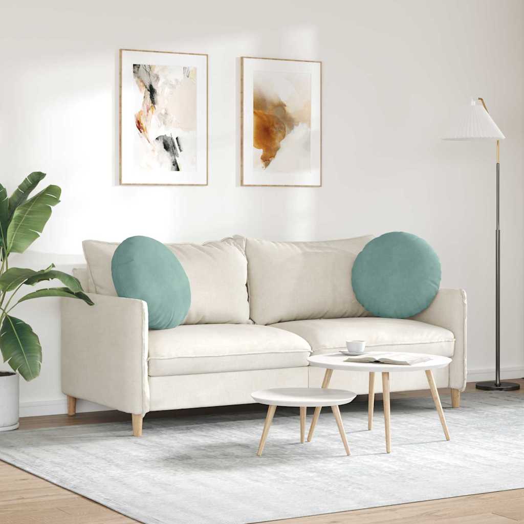 vidaXL Poduszki na siedziska 2 pcs Zielony morski Ø50 x 19 cm Aksamit