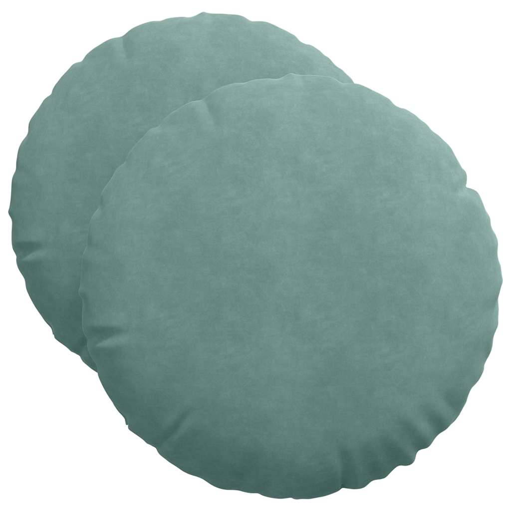 vidaXL Poduszki na siedziska 2 pcs Zielony morski Ø50 x 19 cm Aksamit