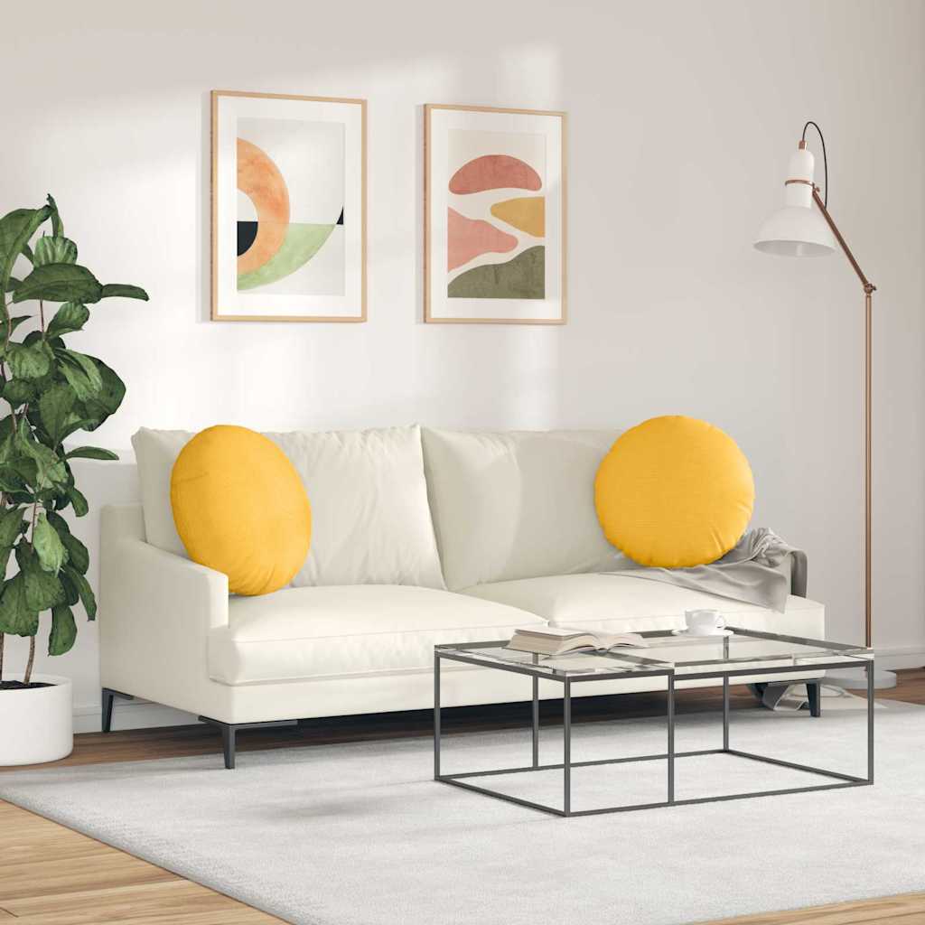 vidaXL Poduszki na siedziska 2 pcs Jasnożółty Ø50 x 19 cm