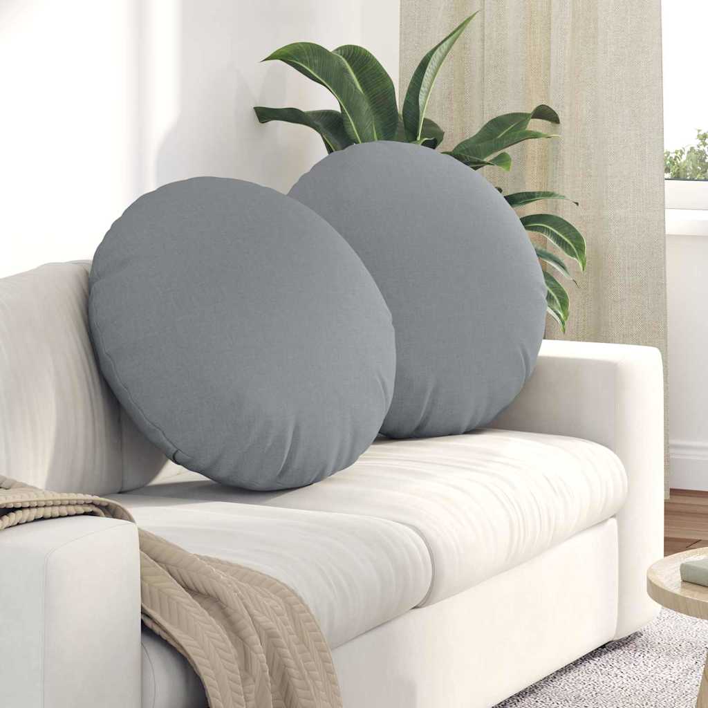vidaXL Poduszki na siedziska 2 pcs Jasnoszary Ø60 x 21 cm tkanina