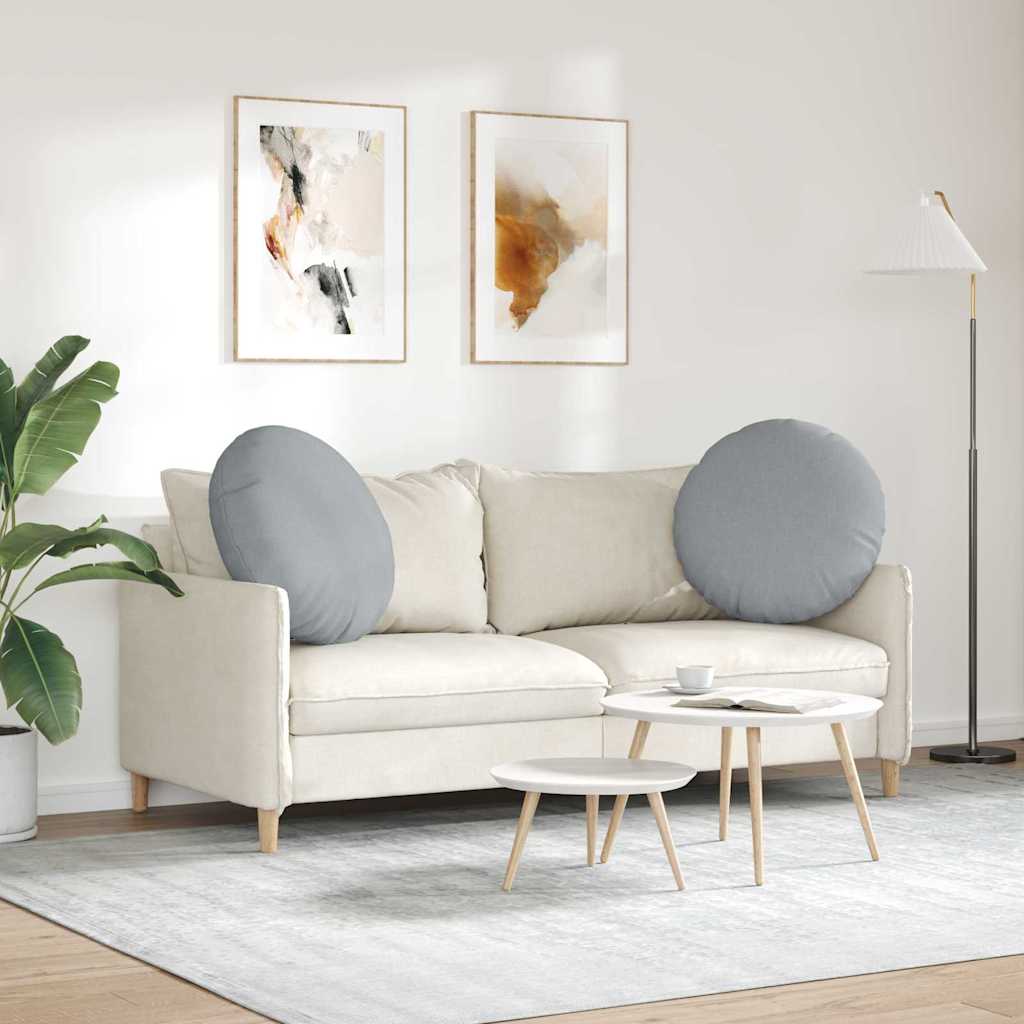 vidaXL Poduszki na siedziska 2 pcs Jasnoszary Ø60 x 21 cm tkanina