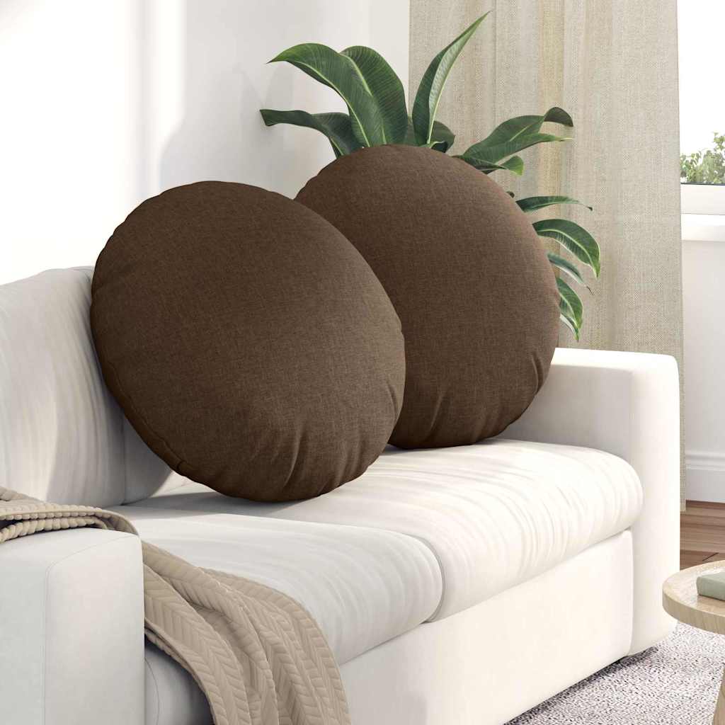 vidaXL Poduszki na siedziska 2 pcs Brązowy Ø60 x 21 cm tkanina