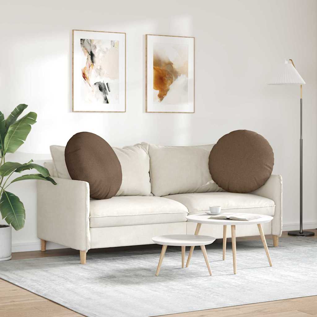 vidaXL Poduszki na siedziska 2 pcs Brązowy Ø60 x 21 cm tkanina