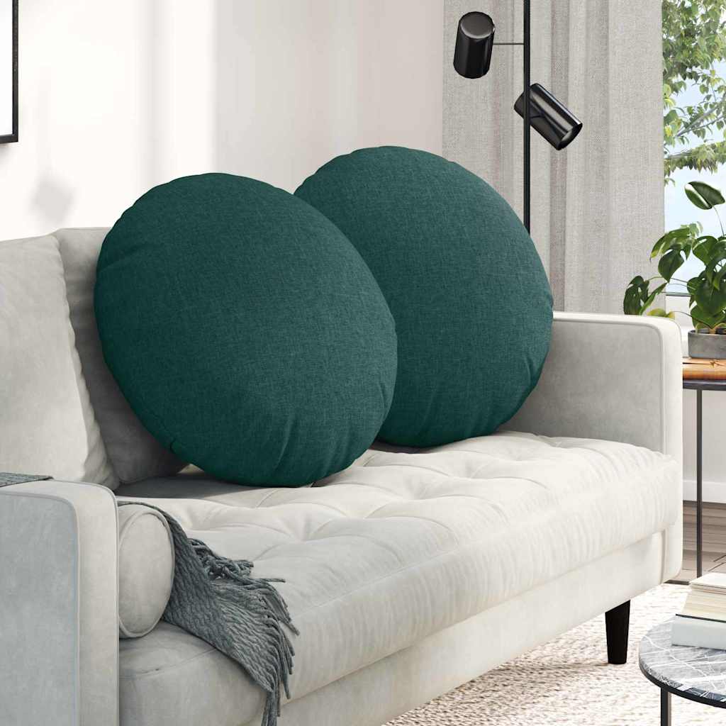 vidaXL Poduszki na siedziska 2 pcs Ciemna zieleń Ø60 x 21 cm tkanina