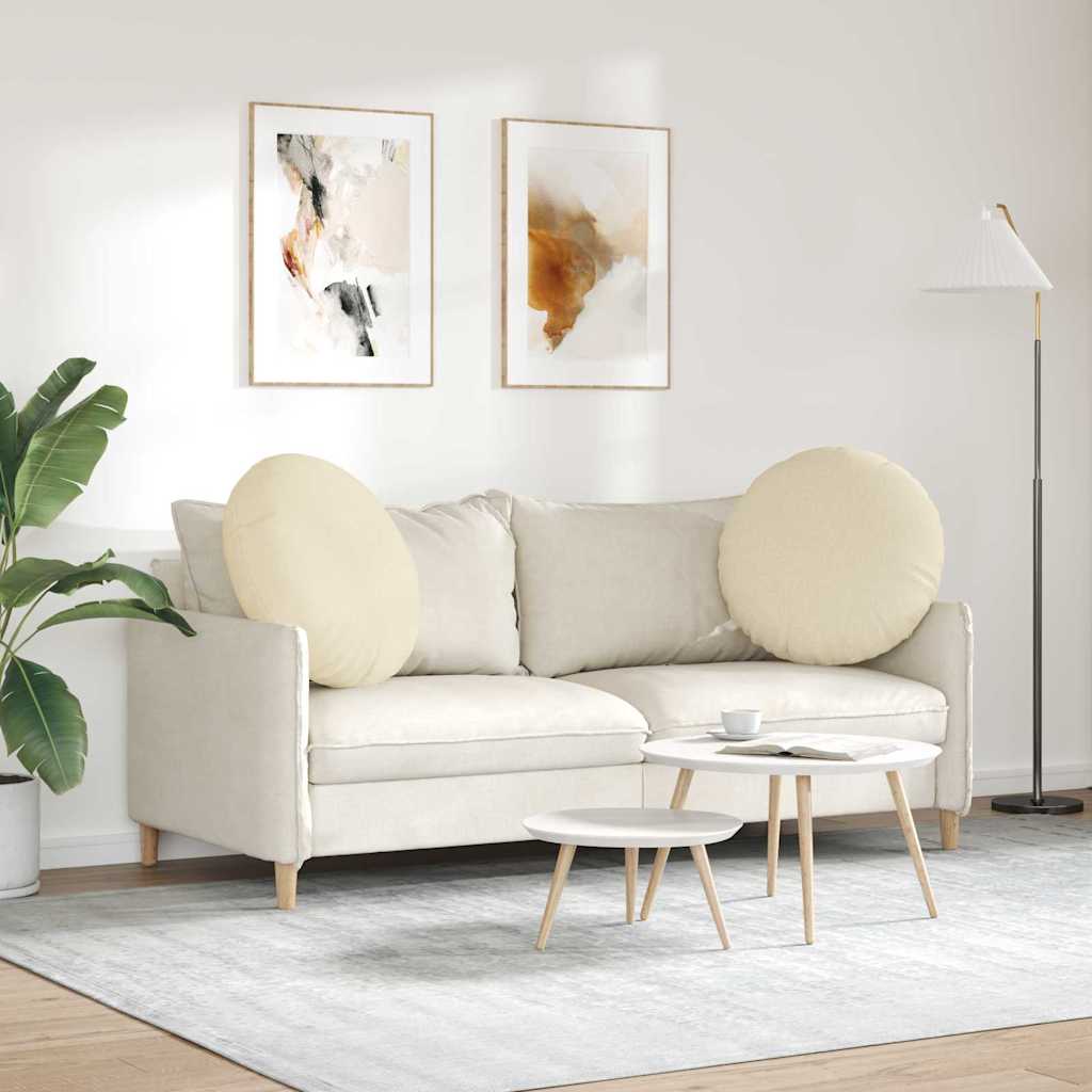 vidaXL Poduszki na siedziska 2 pcs Kremowy Ø60 x 21 cm tkanina