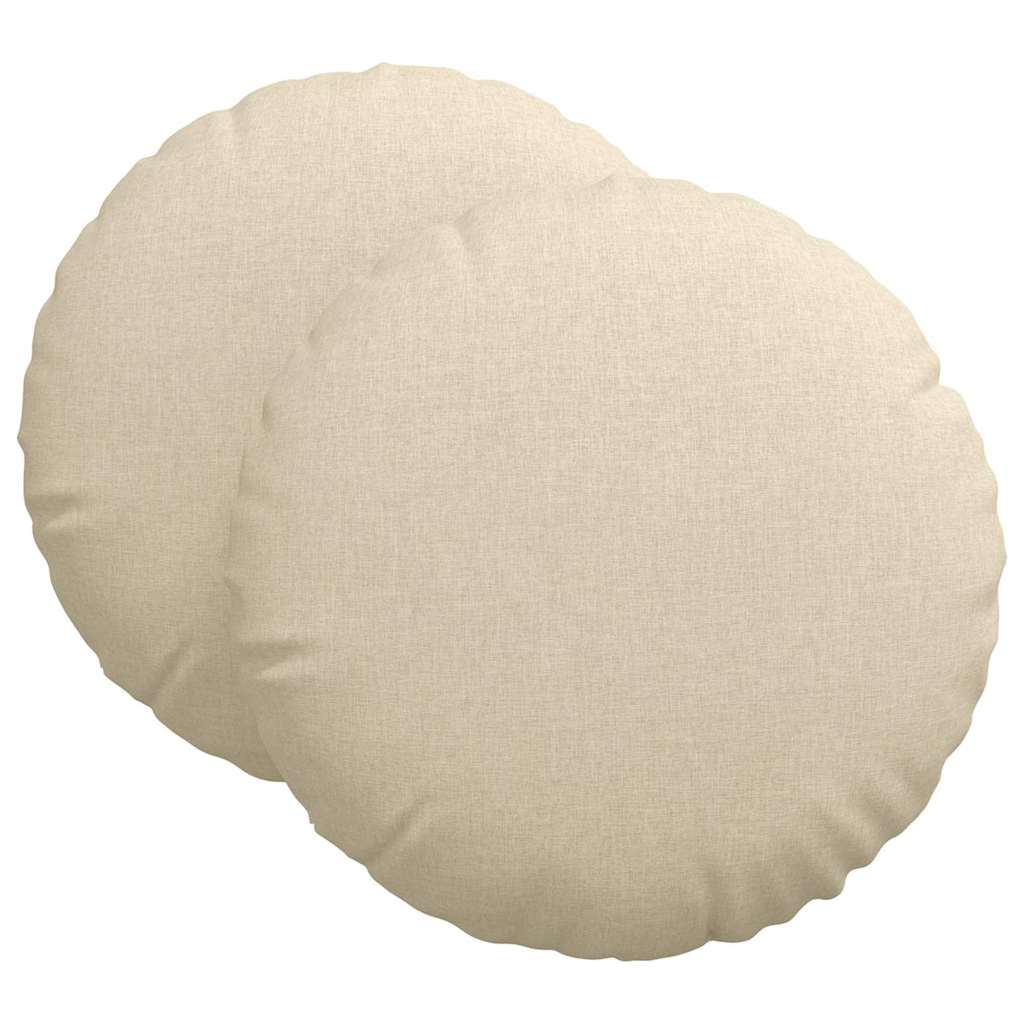 vidaXL Poduszki na siedziska 2 pcs Kremowy Ø60 x 21 cm tkanina