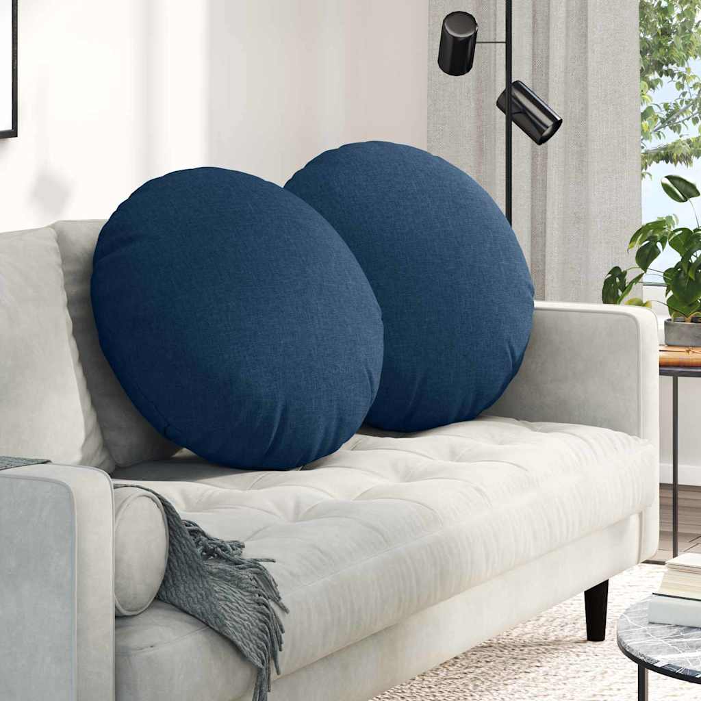 vidaXL Poduszki na siedziska 2 pcs Niebieski Ø60 x 21 cm tkanina