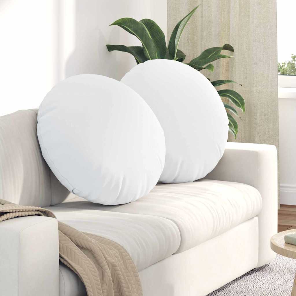 vidaXL Poduszki na siedziska 2 pcs Biały Ø60 x 21 cm tkanina