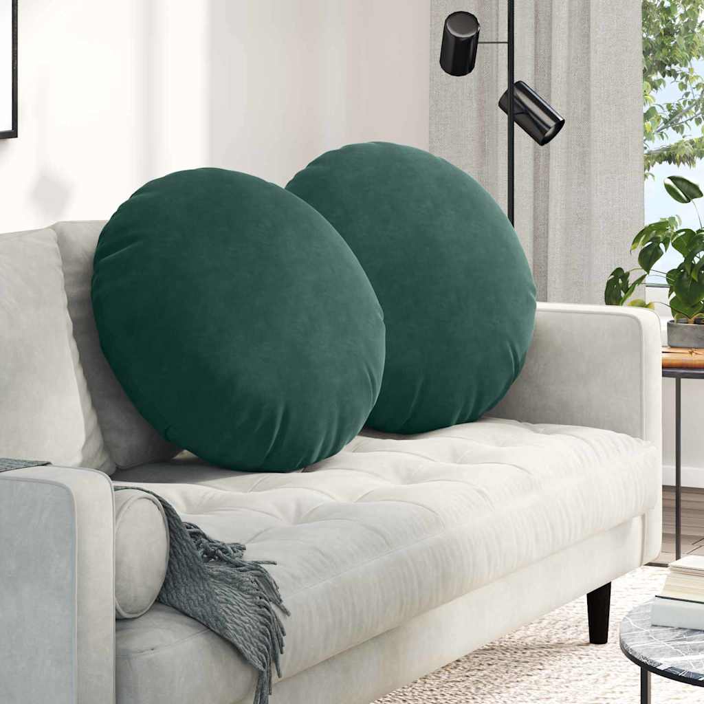 vidaXL Poduszki na siedziska 2 pcs Ciemna zieleń Ø60 x 21 cm Aksamit