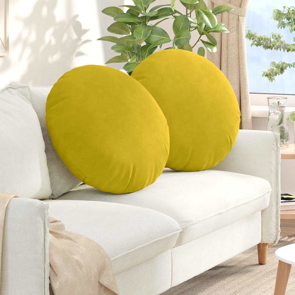 vidaXL Poduszki na siedziska 2 pcs Żółty Ø60 x 21 cm Aksamit