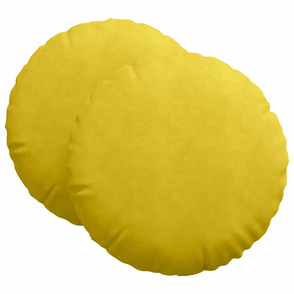 vidaXL Poduszki na siedziska 2 pcs Żółty Ø60 x 21 cm Aksamit