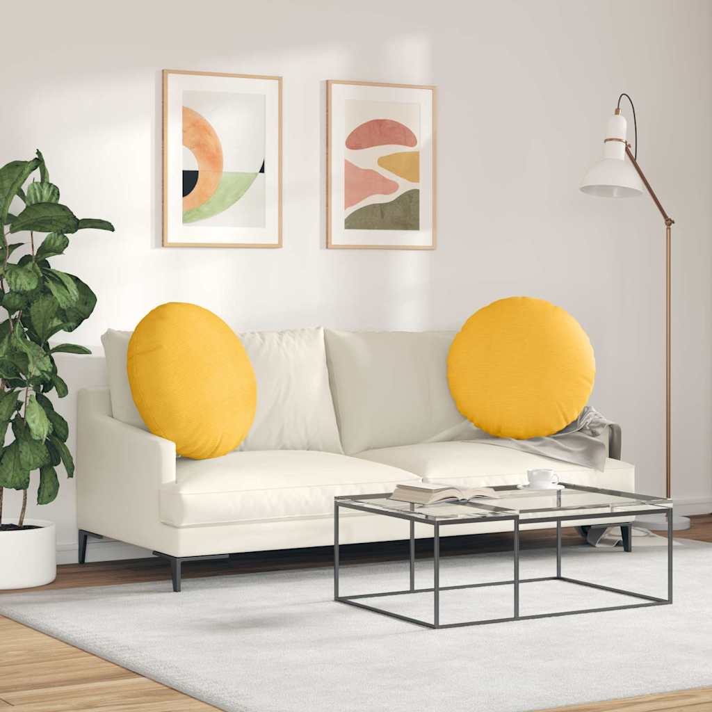 vidaXL Poduszki na siedziska 2 pcs Jasnożółty Ø60 x 21 cm