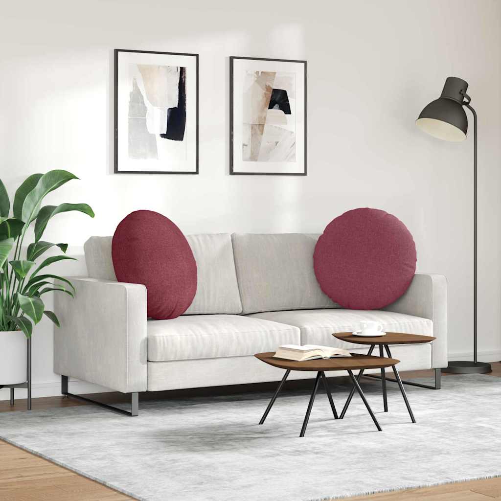 vidaXL Poduszki na siedziska 2 pcs Czerwone wino Ø80 x 29 cm tkanina