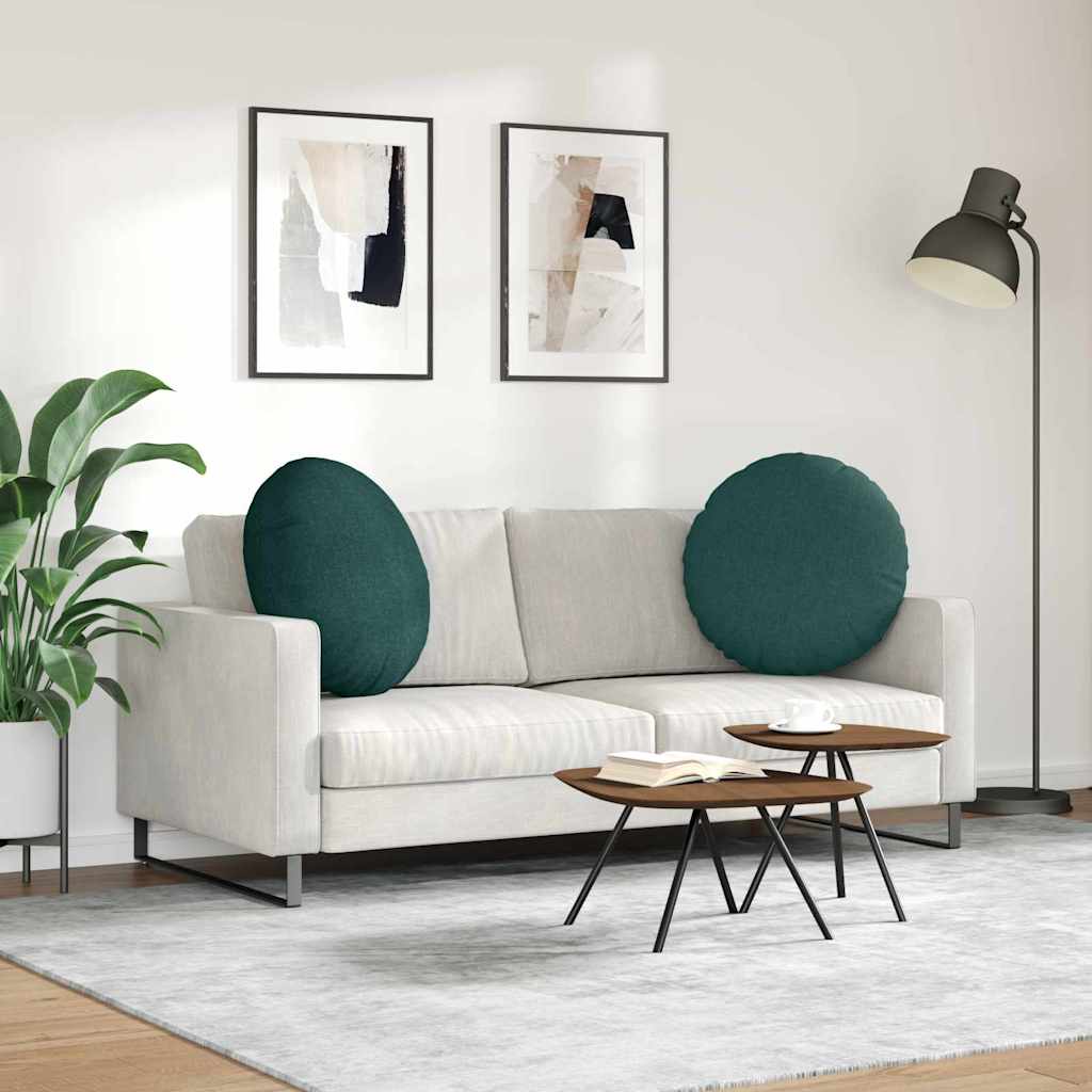 vidaXL Poduszki na siedziska 2 pcs Ciemna zieleń Ø80 x 29 cm tkanina