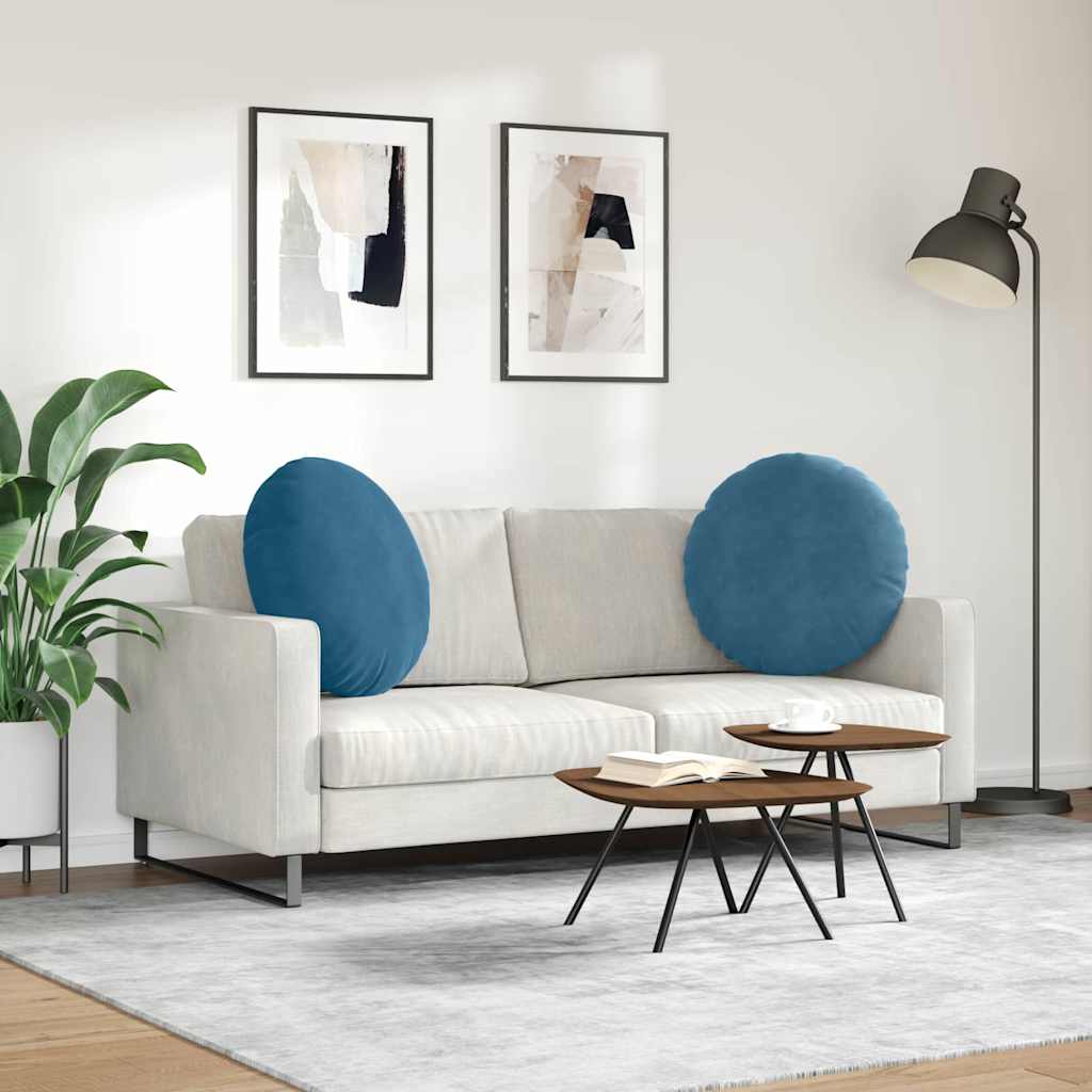 vidaXL Poduszki na siedziska 2 pcs Niebieski Ø 80 x 29 cm Aksamit