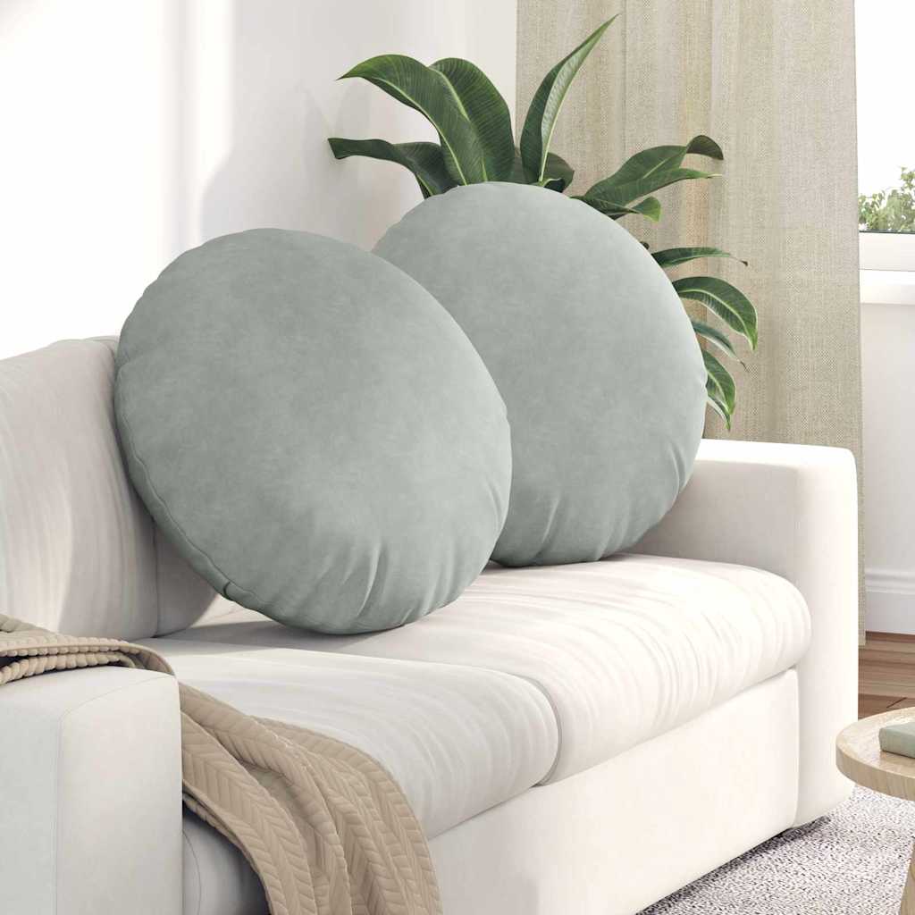vidaXL Poduszki na siedziska 2 pcs Jasnoszary Ø 40 x 13 cm Aksamit