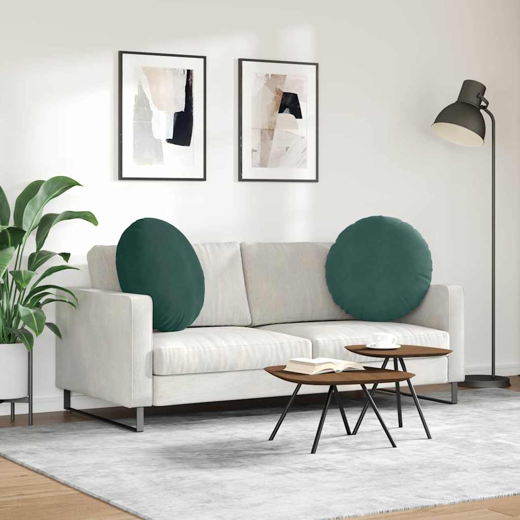 vidaXL Poduszki na siedziska 2 pcs Ciemna zieleń Ø 80 x 29 cm Aksamit