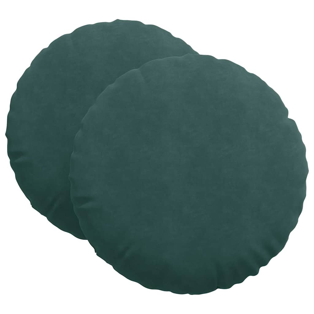 vidaXL Poduszki na siedziska 2 pcs Ciemna zieleń Ø 80 x 29 cm Aksamit