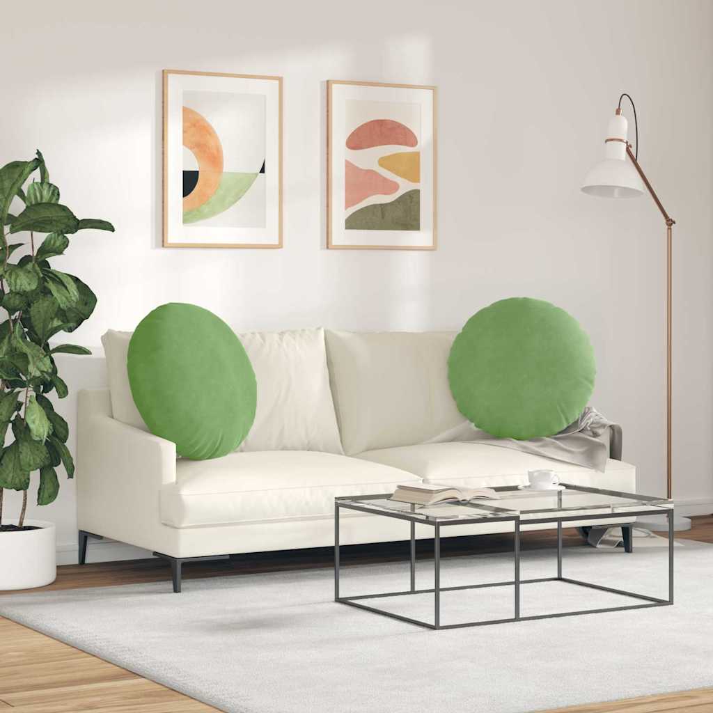 vidaXL Poduszki na siedziska 2 pcs Jasnozielony Ø 40 x 13 cm Aksamit