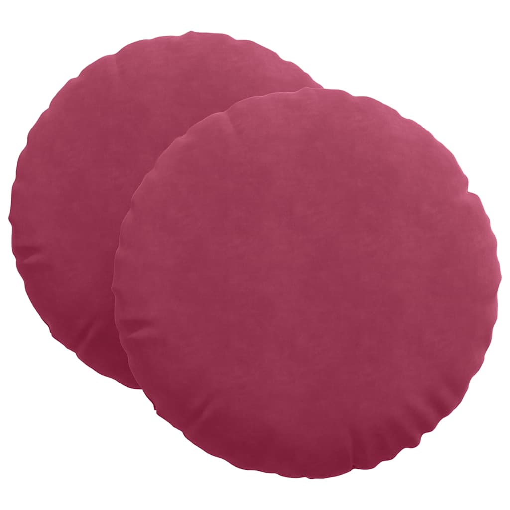 vidaXL Poduszki na siedziska 2 pcs Czerwone wino Ø 80 x 29 cm Aksamit
