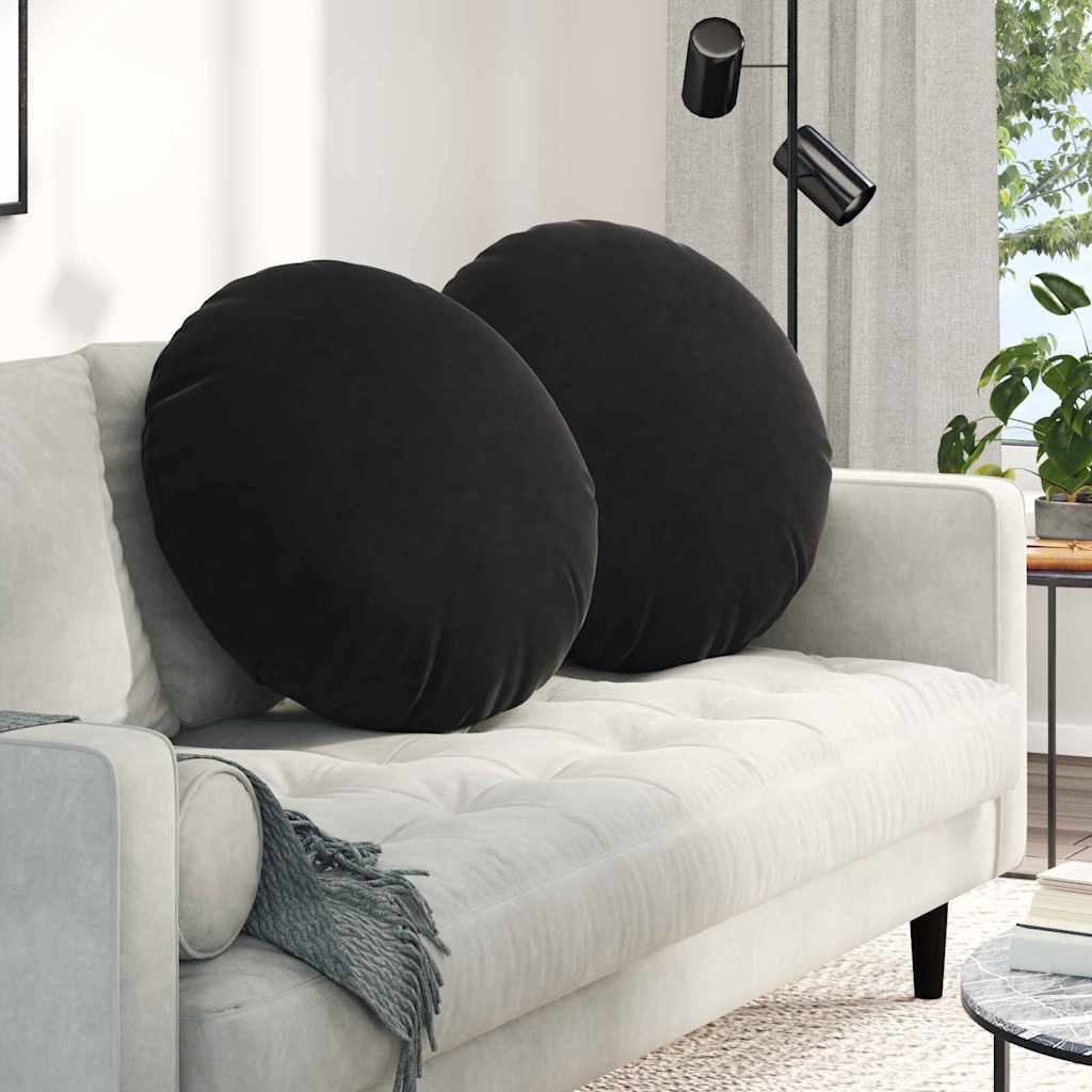vidaXL Poduszki na siedziska 2 pcs Czarny Ø 80 x 29 cm Aksamit