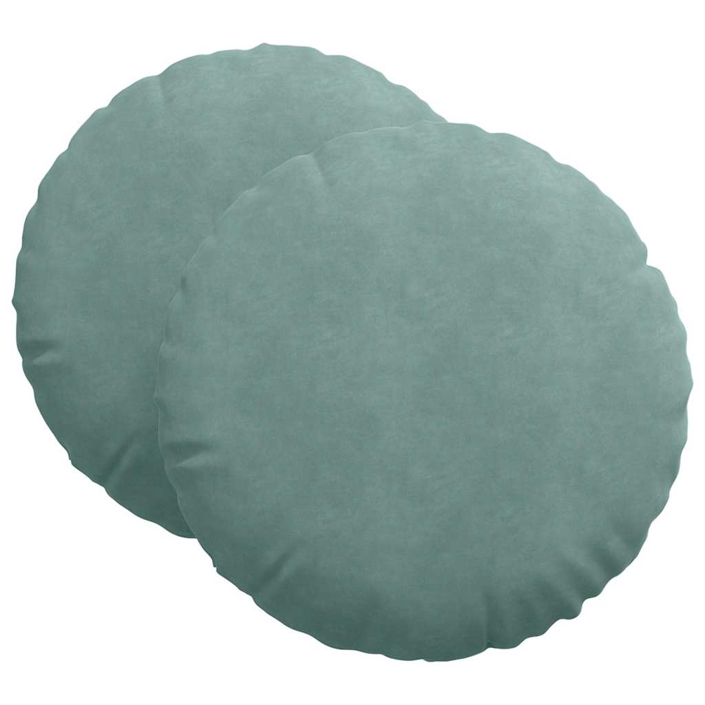 vidaXL Poduszki na siedziska 2 pcs Zielony morski Ø 40 x 13 cm Aksamit
