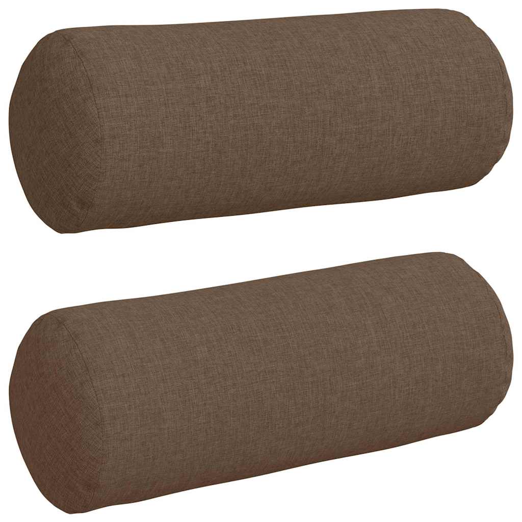 vidaXL Poduszki Wałkowe 2 pcs Brązowy Ø 15 x 40 cm tkanina