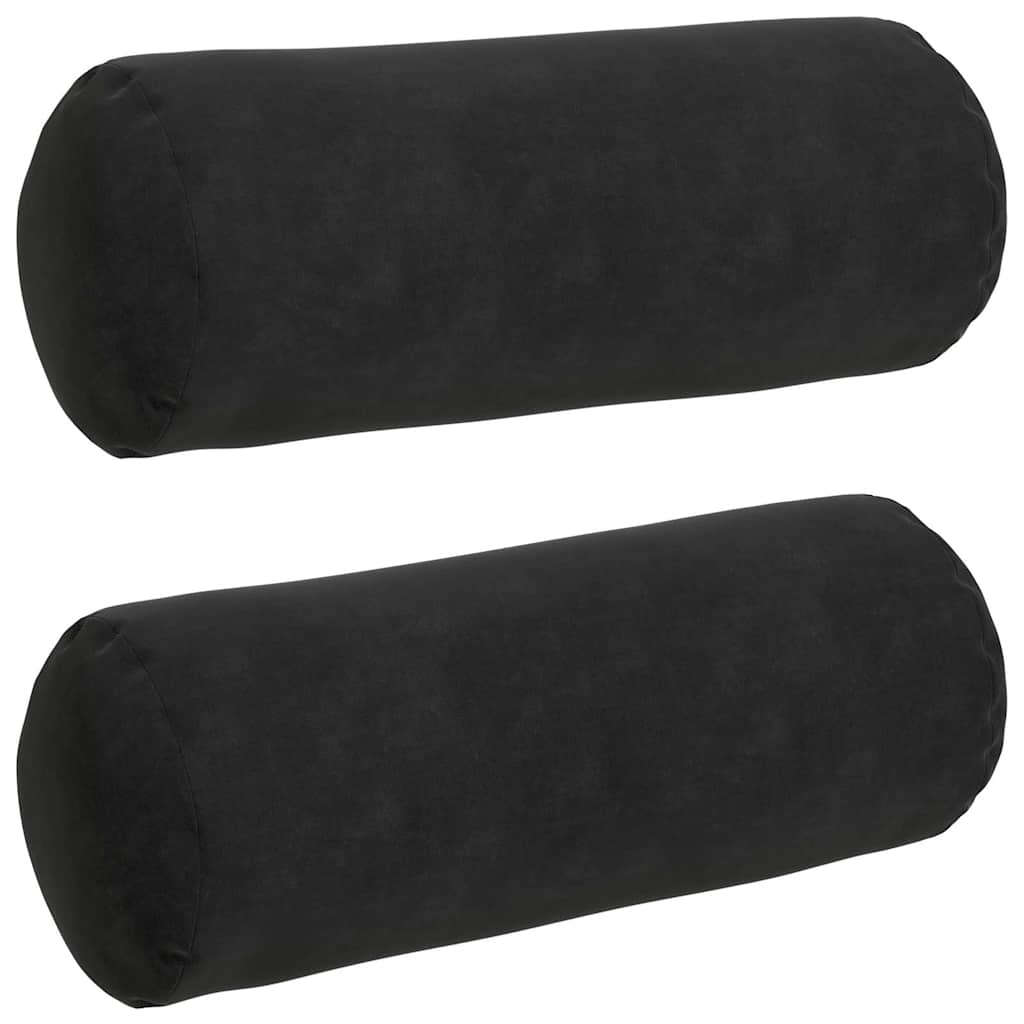 vidaXL Poduszki Wałkowe 2 pcs Czarny Ø 15 x 40 cm Tkanina sztruksowa