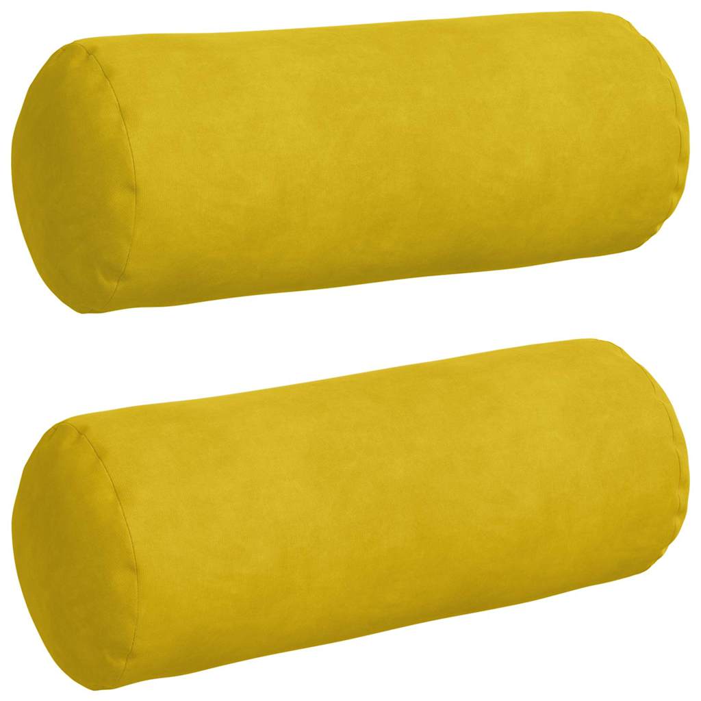 vidaXL Poduszki Wałkowe 2 pcs Żółty Ø 15 x 40 cm Tkanina sztruksowa