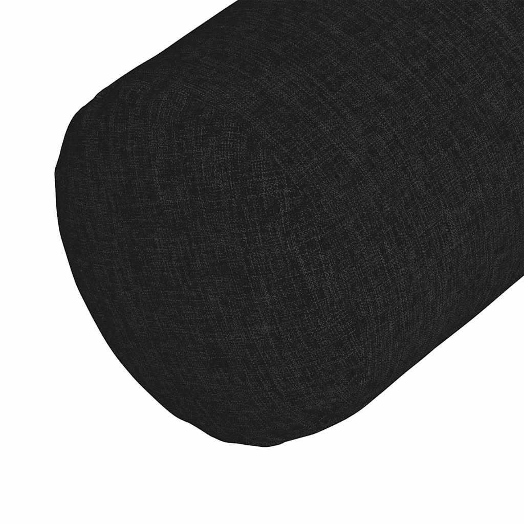 vidaXL Poduszki Wałkowe 2 pcs Czarny Ø 25 x 70 cm tkanina