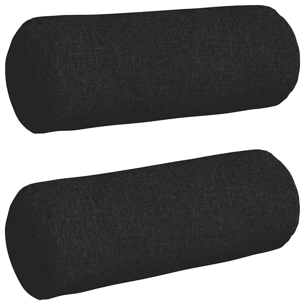 vidaXL Poduszki Wałkowe 2 pcs Czarny Ø 25 x 70 cm tkanina