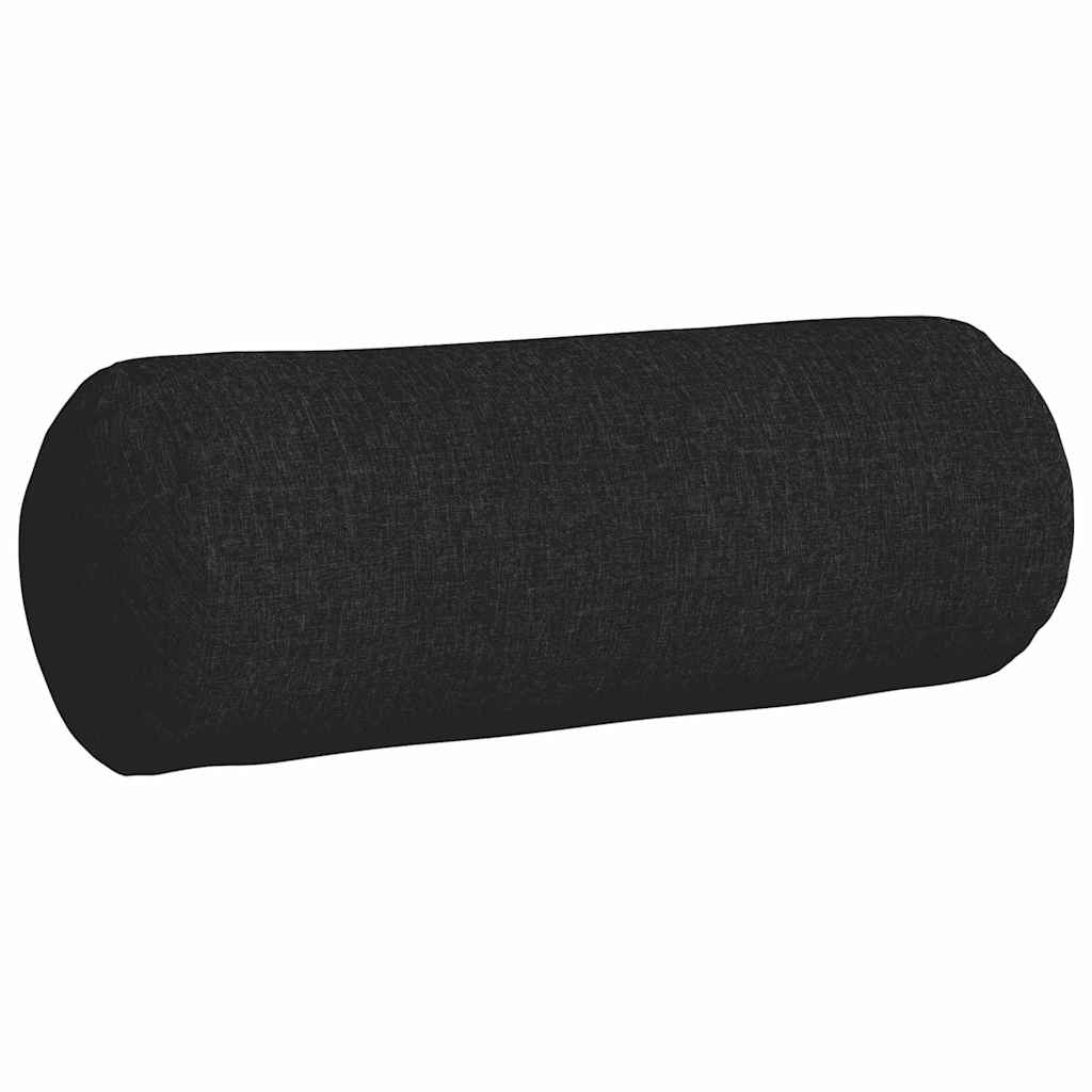 vidaXL Poduszki Wałkowe 2 pcs Czarny Ø 25 x 70 cm tkanina