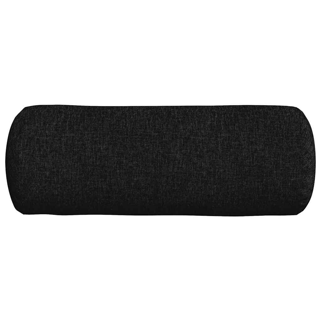 vidaXL Poduszki Wałkowe 2 pcs Czarny Ø 25 x 70 cm tkanina