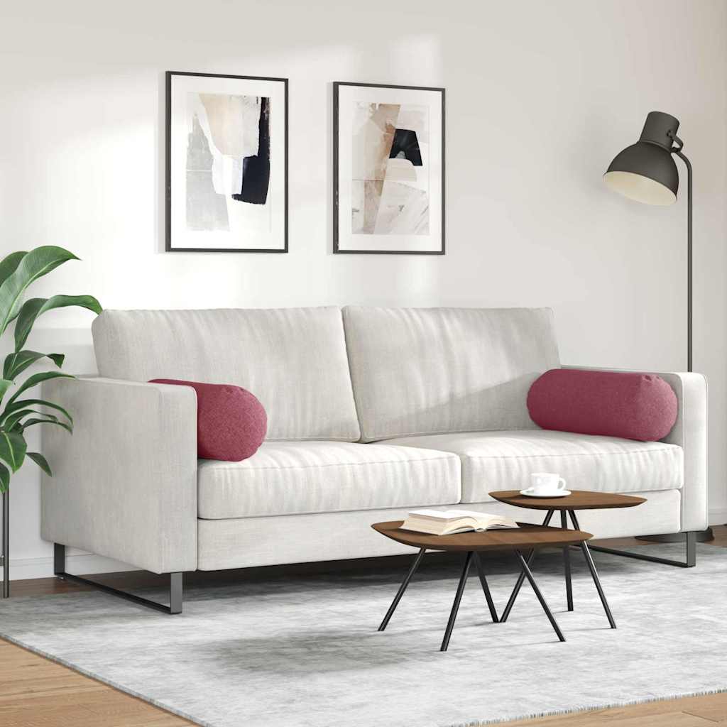 vidaXL Poduszki Wałkowe 2 pcs Czerwone wino Ø 25 x 70 cm tkanina